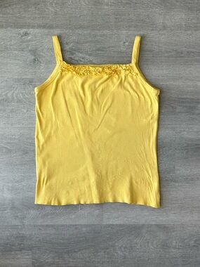 Executive look Yellow Women's Camisole Tank Top with Ruffle Trim